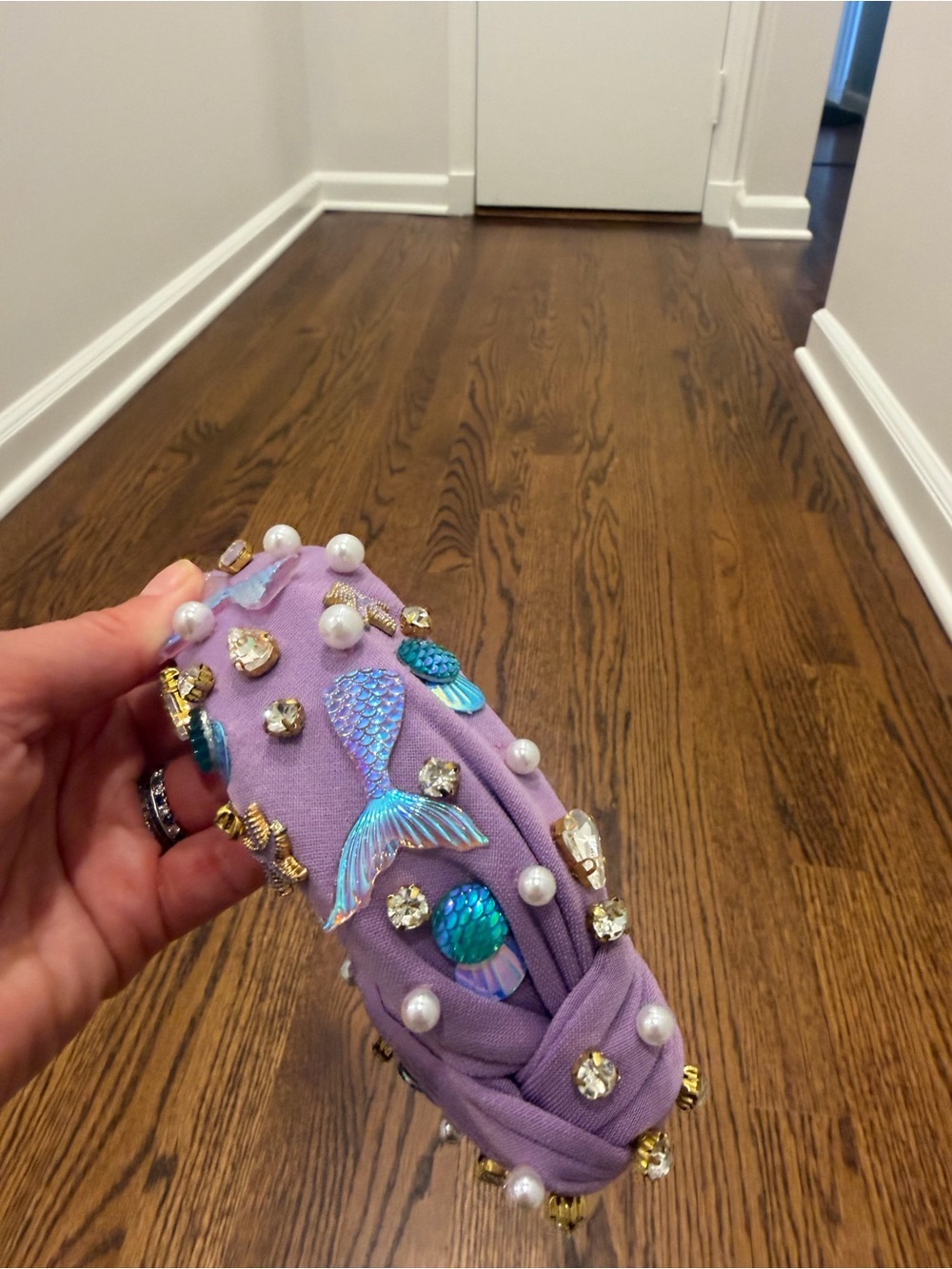 Embellished Lavender Mermaid Headband with Pearls & Gems